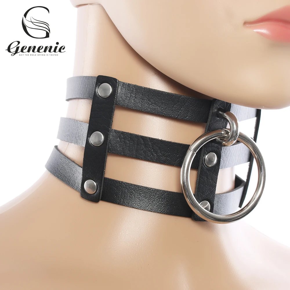 

1 Piece Punk Gothic Rivets Choker Three Row Caged Leather Choker Buckle Collar Necklace for Women Cool Nice Gift