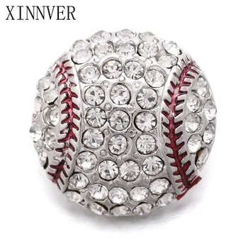 

10pcs/lot Hot Sale Crystal Baseball Snaps Button Fit 18mm Metal Snap Buttons Jewelry Fashion Charms Bracelets For Women