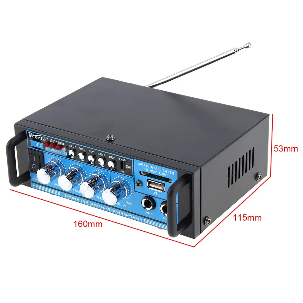 4CH Bluetooth HiFI Автомобильный MP3 стерео аудио усилитель мощности DSP цифровой FM радио плеер Поддержка SD USB DVD с пультом дистанционного управления