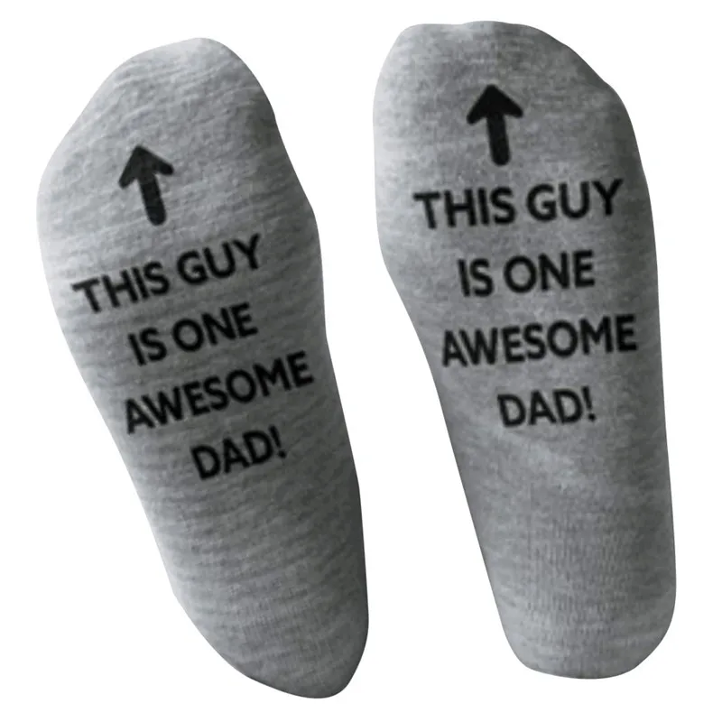 Men 'Awesome Dad' Father Gift Letter Print Funny Mid Short Socks 16 - Color: A