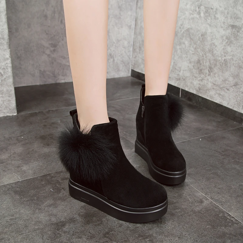 

Women's Plus Velvet Martin Boots 2018Autumn And Winter Suede Women's Booties To Keep Warm Flat Bottom Increased Thick Snow Boots