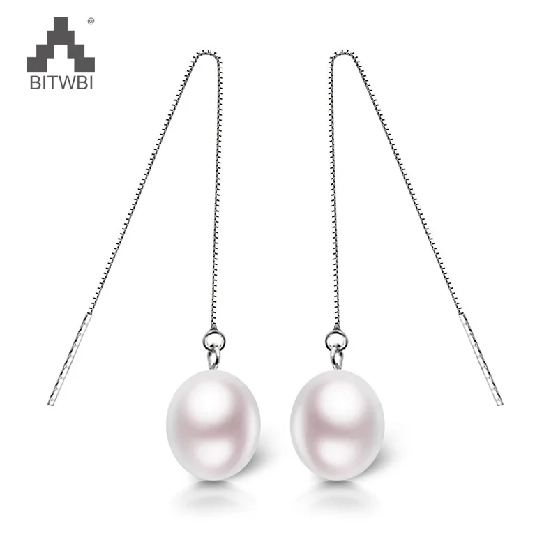 

2019 Hot Genuine 925 Sterling Drop Earings for Woman Natural Pearl 9-10MM with Certificate Fine Jewelry