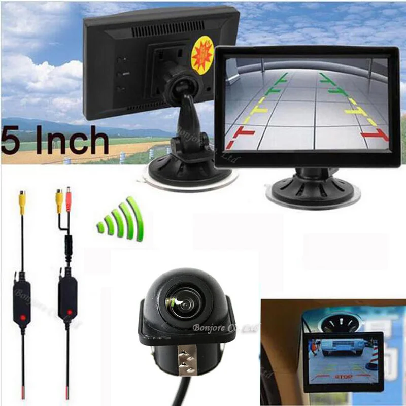 

Wireless HD Vehicle 5" TFT Monitor Screen with CCD Car Rear view Camera Reversing Back up Parking sensor CAR Assistance