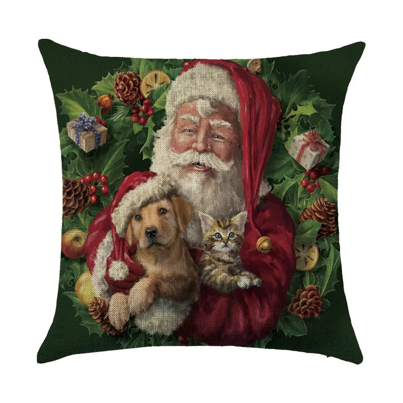 

45X45cm New Year Gift Christmas Series Pillow Case Merry Christmas Decorations for Home Snowman Linen Pillow Car Cushion Natal
