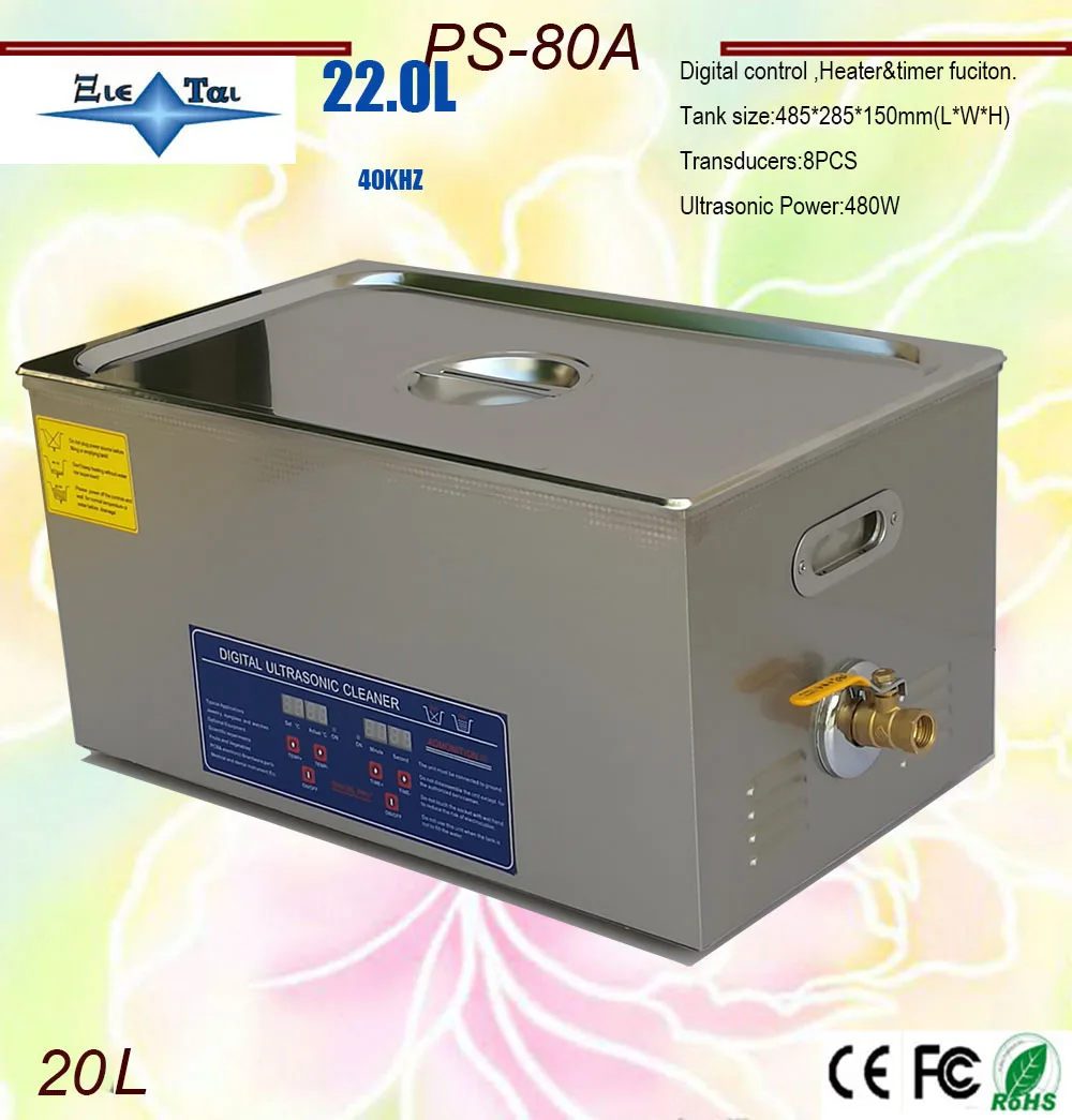 

newest 110V/220V 40KHz 600W PS-80A Digital heater&timer Ultrasonic Cleaner 20L for electronic components