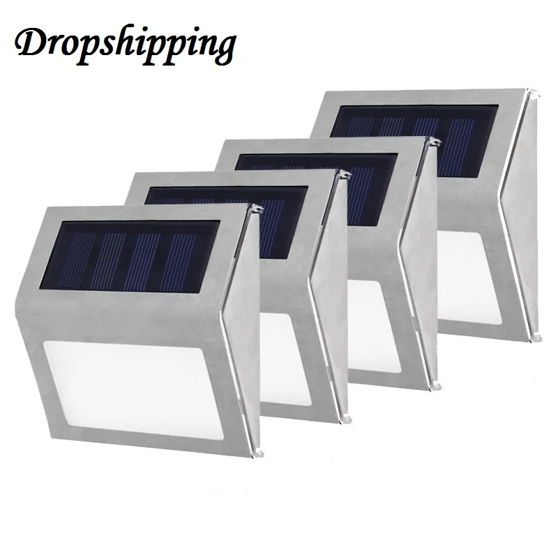 

1-4pcs 3LED Solar Light Stainless Steel Solar Power Outdoor Waterproof Courtyard Pathway Stairs Lamp Light Energy Saving Lights