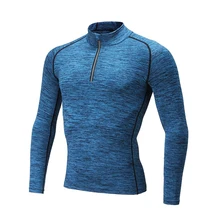 Мужские лоскутные спортивные обтягивающие с длинным рукавом плотная одежда для фитнеса и спортзала тренировочная футболка бег Бодибилдинг футболка