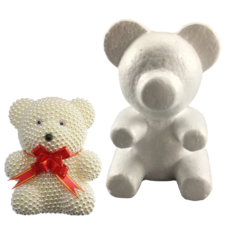 

15/20cm Foam Rose Bear Mold Luck Dog Mold Imitation Pearls Bear Mold DIY Gift for Valentine's Day Wedding Home Decoration
