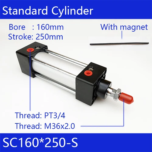 

SC160*250-S 160mm Bore 250mm Stroke SC160X250-S SC Series Single Rod Standard Pneumatic Air Cylinder SC160-250-S