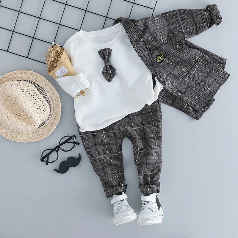 Ensemble de vêtements pour bébés garçons | Manteau de soirée pour hommes, chemises + pantalon, 3 pièces, hiver