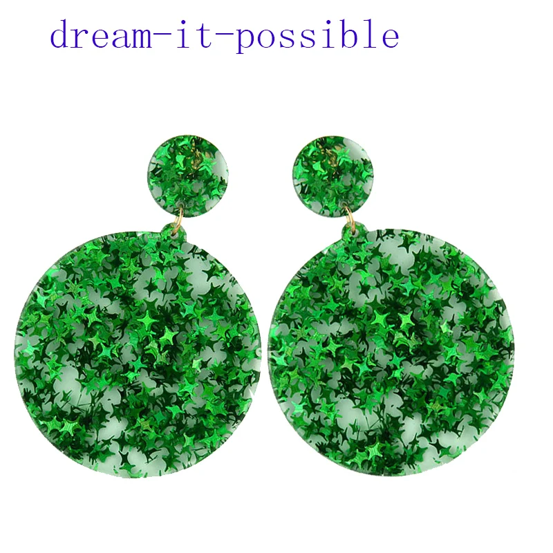 

Dream-it-possible 6 pair /lot brand good quality nice designer korean statement resin acrylic round hoop cute earrings glitter