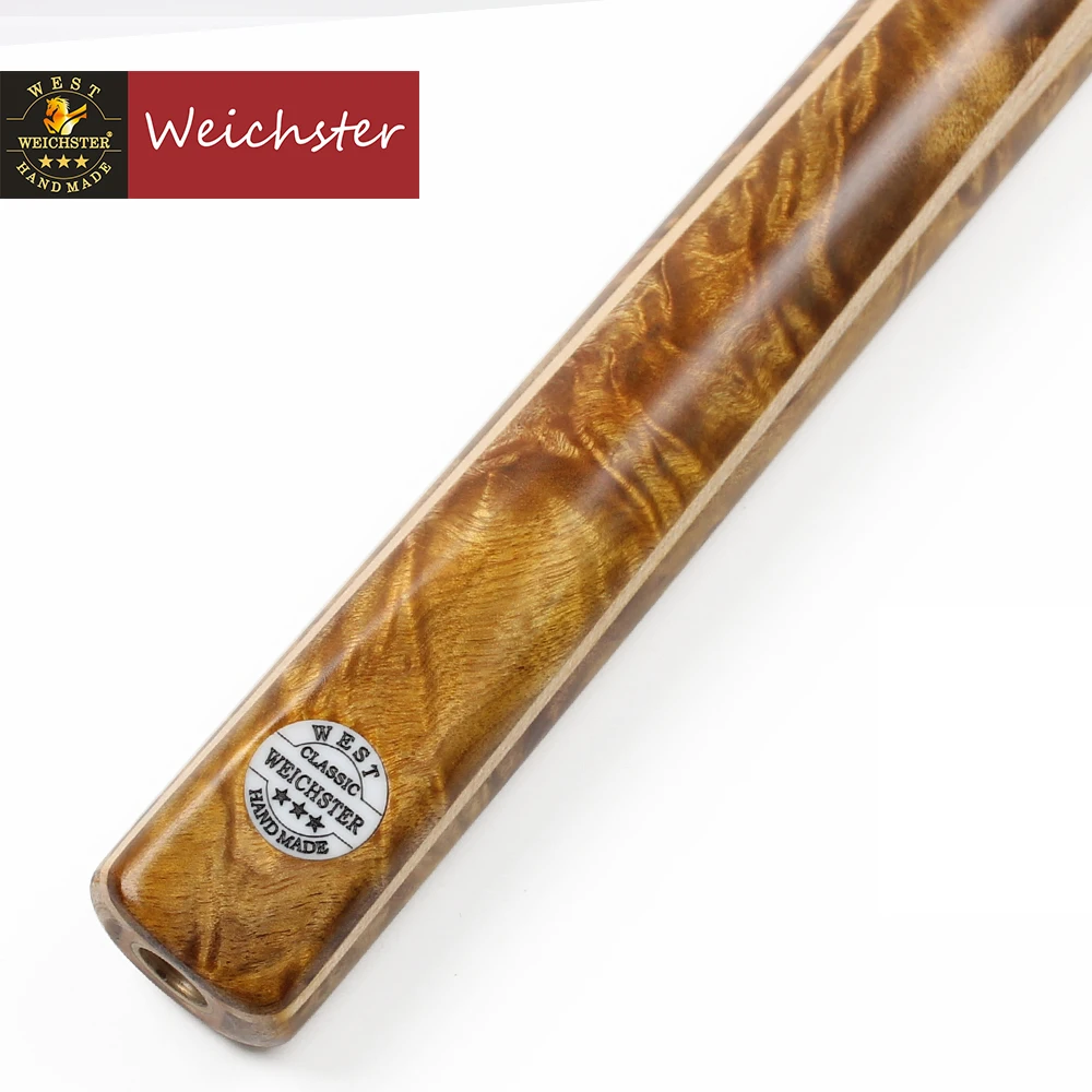 US $139.90 Weichster Golden Burr Ebony One 1 Piece Handmade Snooker English Pool Cue and Case Extension