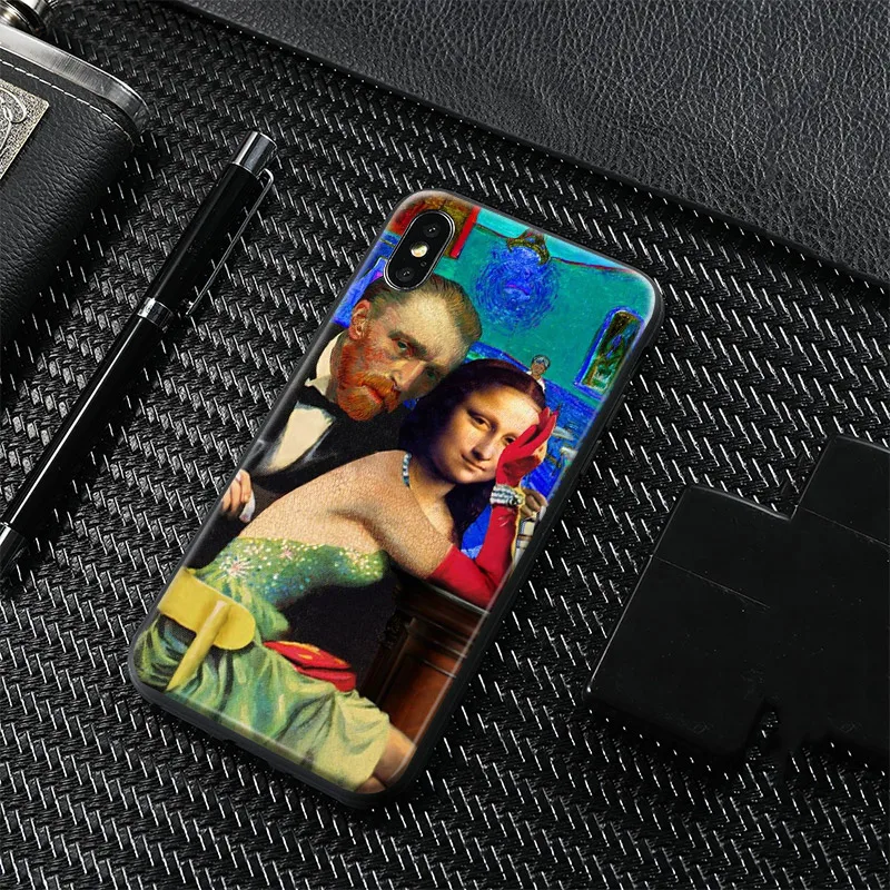 

mona lisa Van gogh funny Spoof Pattern Soft Silicone Phone Case Shell cover For Apple iPhone 5 5s Se 6 6s 7 8 Plus X XR XS MAX