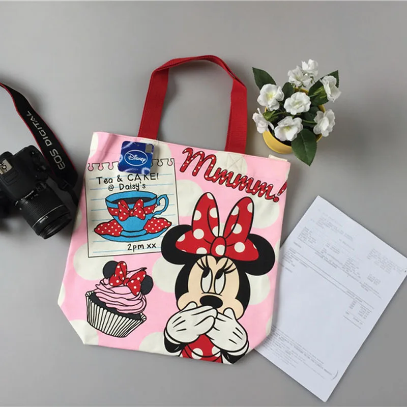Disney холст Микки Сумочка Минни портативный шоппинг плечо Хлопковая Сумка художественный вентилятор Холст студенческая сумка - Цвет: 2