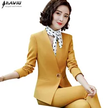 Модные женские брючные костюмы, осень, Тонкий Блейзер с длинными рукавами и брюки, Офисная Женская темпераментная рабочая одежда больших размеров