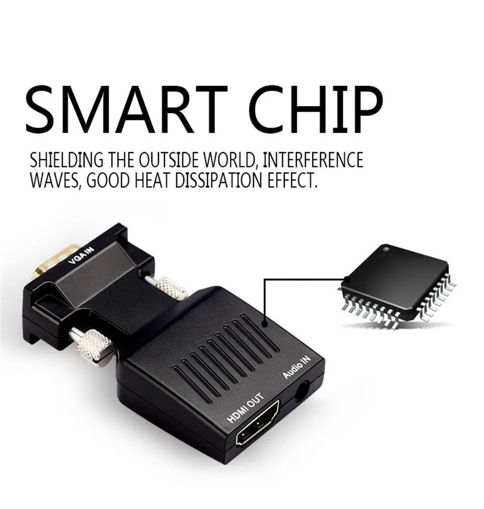 Адаптер hdmi-vga мужчина к конвертер с разъемом адаптер 1080 P цифро-аналоговый аудио видео кабель для ноутбука планшетный проектор ps3/4