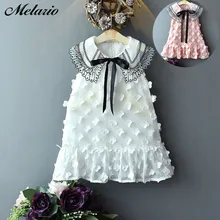 Melario/летние платья для девочек; милое платье принцессы с цветочным узором для девочек; платье на свадьбу; платье для дня рождения; вечерние платья с бантом и лепестками для девочек