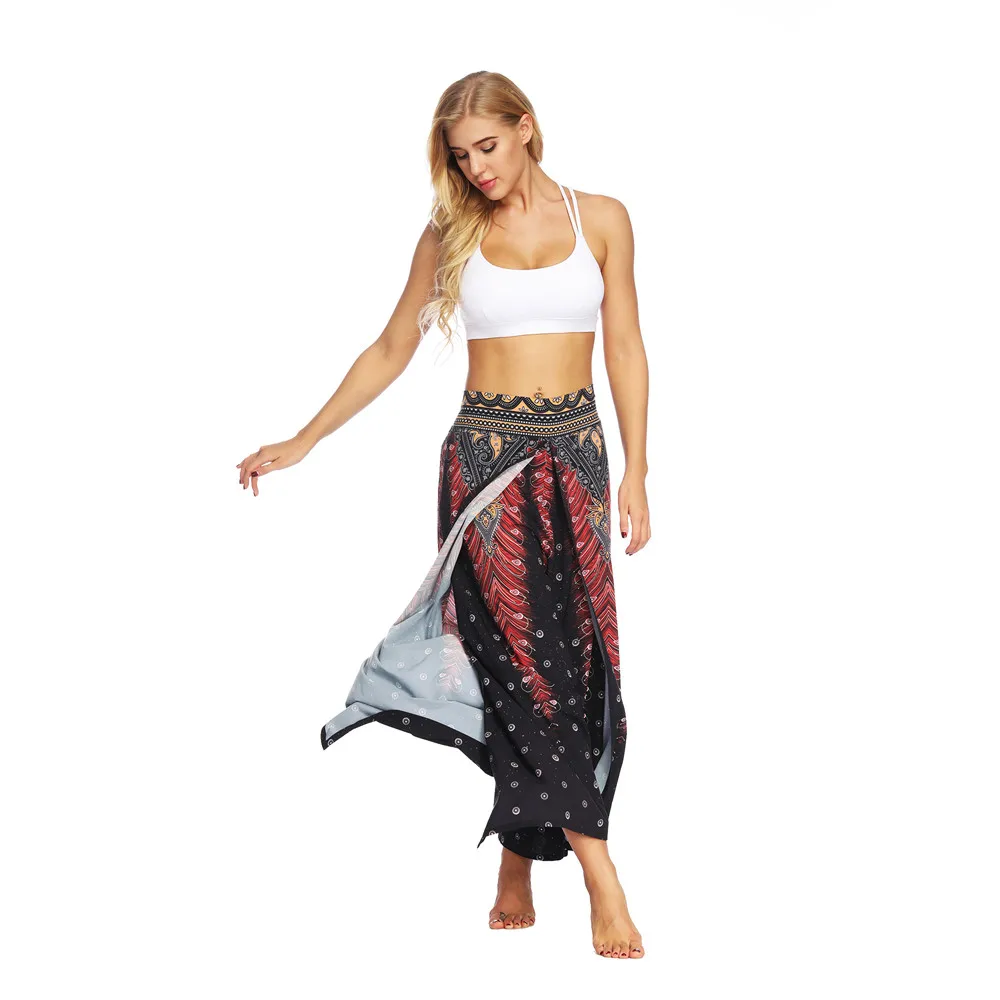 Women Casual Summer Loose Yoga Trousers Baggy Boho Aladdin Jumpsuit Harem Pants women leggings sport fitness