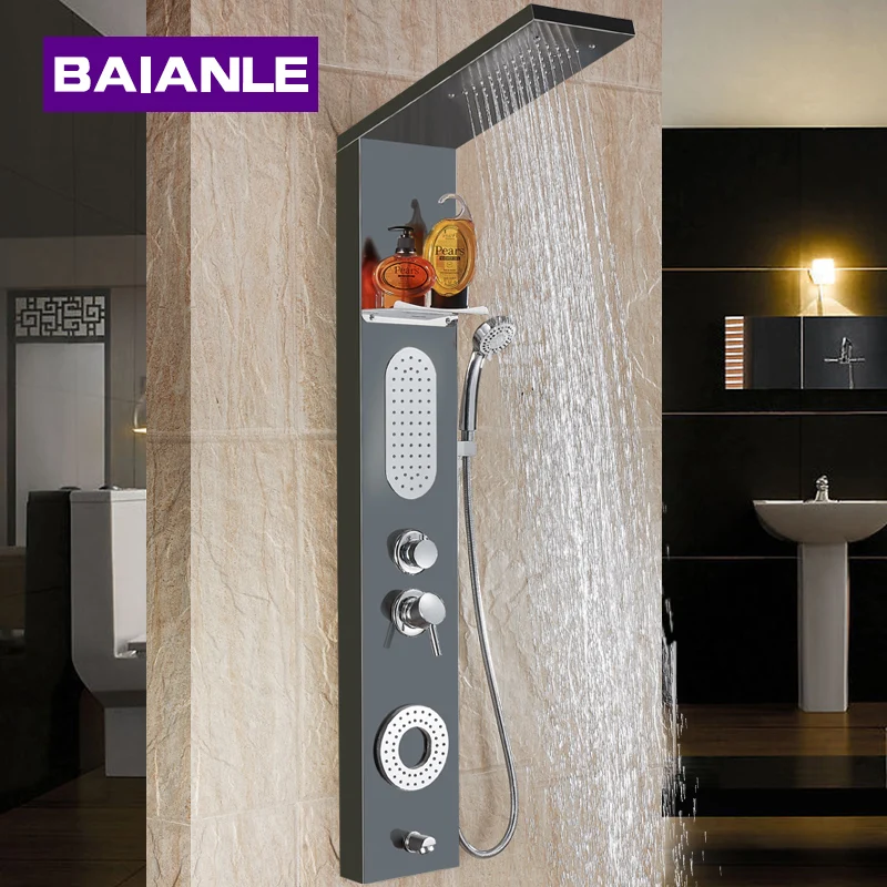 New Waterfall Fashion Luxury Gold Shower Column Shower Panel Hand