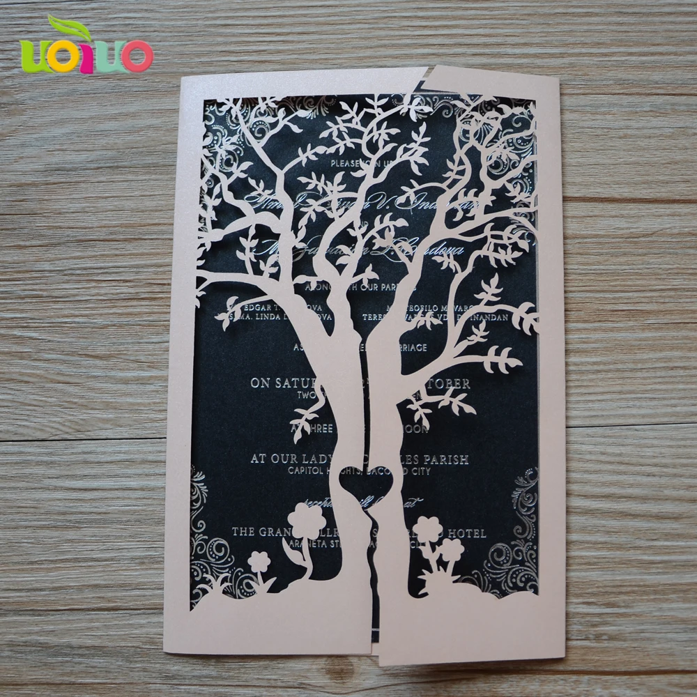 Us 48 10 Pcs Laser Cut Kartu Undangan Pernikahan Tanpa Amplop Kosong Di Dalam Kartu Segel Cinta Pohon Kartu Pernikahan In Kartu Undangan From