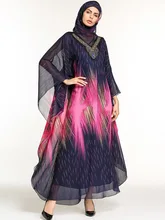 Vestidos De Mulheres Impresso Senhoras Árabes Kaftan Caftan Abaya islâmico Malásia Turco Vestidos Das Senhoras com Hijabs Abayas Dubai BD124(China)