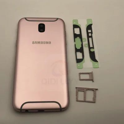 Для Samsung Galaxy J3, J5, J7 года J330F J530F J730F промежуточный Корпус задняя крышка батареи с кнопками громкости питания - Цвет: Розовый