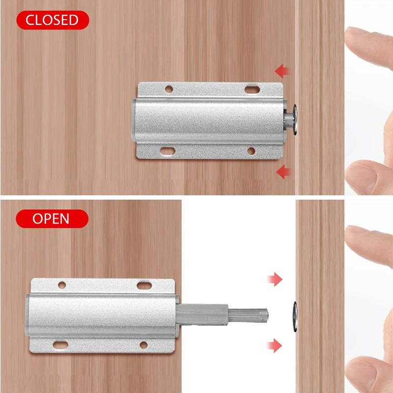 Aluminum Alloy Push to Open Cabinet Catches Door Stops Magnetic Touch Stop Kitchen Invisible Cabinet Pulls Hardware magnetic cabinet catches,door catches,magnetic cabinet latches,cabinet door stop,door stops