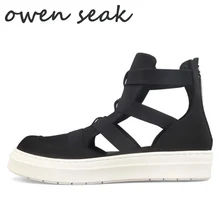 Owen Seak/мужские повседневные сандалии; черные римские сандалии-гладиаторы; обувь высокого качества; сабо на молнии; летние мужские сандалии; кроссовки