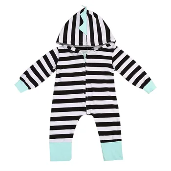 

Pudcoco Baby Kids Romper Newborn Baby Girl boy Clothes Pajamas Striped Hooded Romper Jumpsuit Body suit Outfit One-piece 0-24m