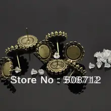 14 мм Корона Pad 500 шт./лот бронзовый тон серьги гвоздики серьги с пробки, Серьги базы, Серьги Post