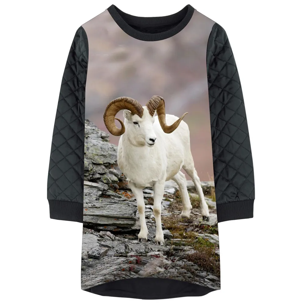 

Girl Dresses 2019 Winter Girls Print Horned sheep Dress Cute Baby Birthday 2-12Y Long sleeve Kids Costume Clothes