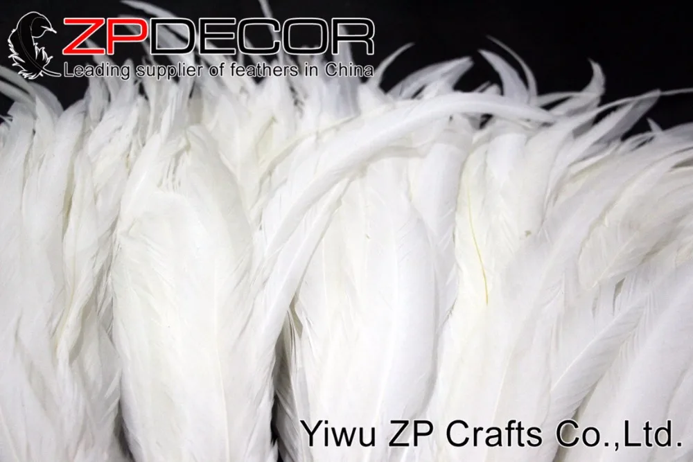ZPDECOR 100 шт./лот 35-40 см(14-16 дюймов) настоящая оптом белоснежные перья петуха для карнавала головной убор танцевальные костюмы