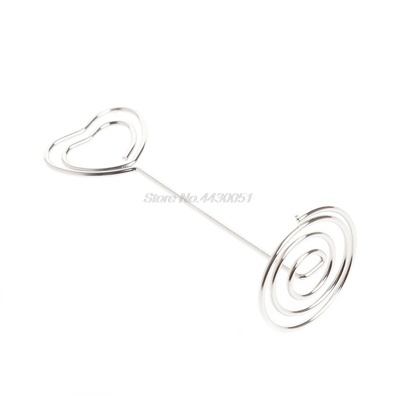 10Pcs/set Place Card Holder Heart Shape Clips Wedding Favors Place Card Holder Table Photo Memo Number Name Clips Base