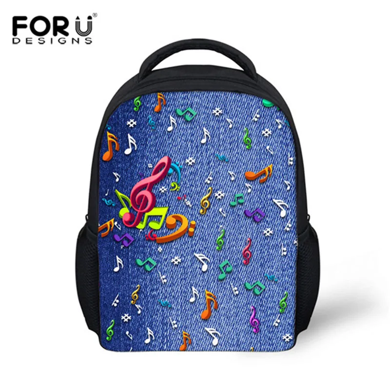 FORUDESIGNS/новые джинсовые детские школьные сумки на плечо с музыкальным принтом, маленький рюкзак для детей дошкольного возраста, рюкзаки с принтом животных