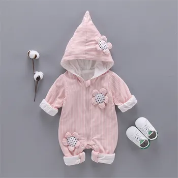 

Baby Romper Cartoon Flowers Baby Clothes Cute stripes Cotton Jumpsuit Newborn Hooded Overall Baby Girl boys clothes kid gift