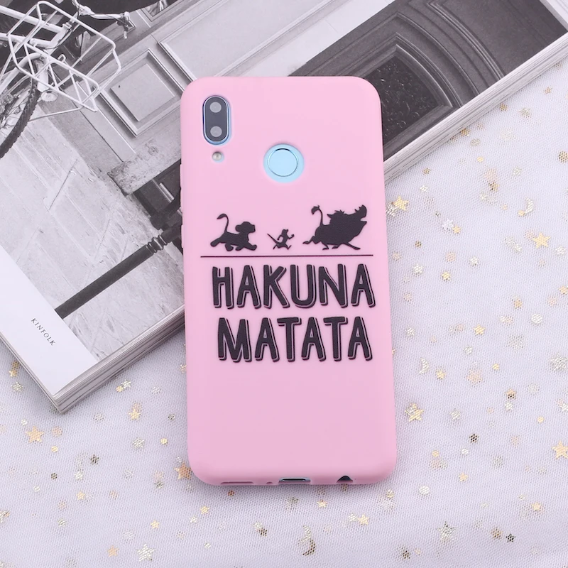 Для huawei Honor mate 10 20 Nova P20 P30 P Smart Hakuna Matata Король Лев карамельный силиконовый чехол для телефона Capa Fundas Coque - Цвет: Pink
