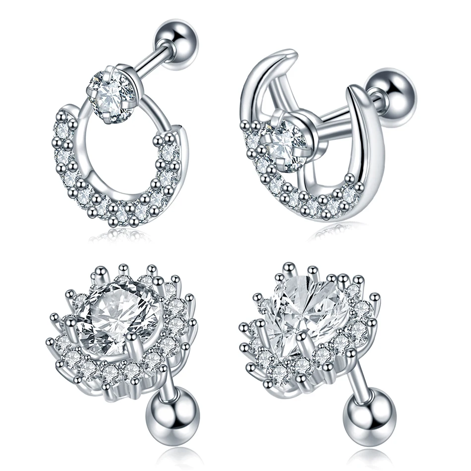 

1PC CZ Flower Tiny Cartilage Earring Small Cartilage Stud Ear Helix Piercings Conch Earring Tragus Stud Fashion Women Jewelry