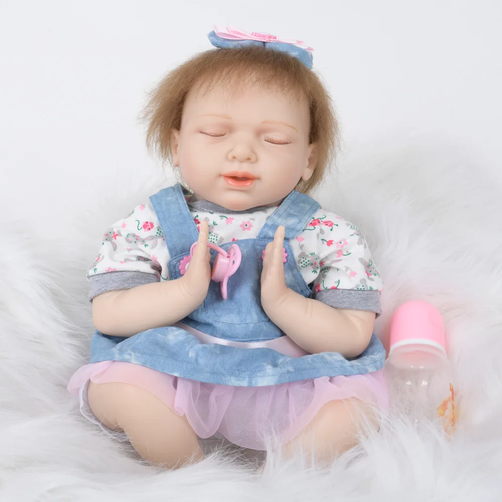 

High Quality New Design 22" 55CM Mohair Playing Reborn Soft Cloth Body Baby Princess Kit Children's Bedtime Playmate