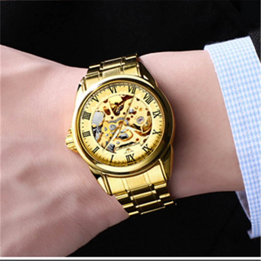 Drawing Freaky 安い Fngeen自動機械式時計ファッション男性腕時計間は金時計ステンレス鋼メ ンズ腕時計ボックスレロジオ 通販 価格