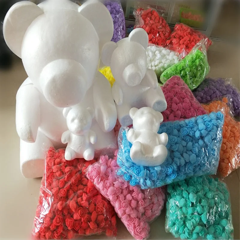 100 pcs PE Foam Roses Head 3 cm Artificial Flowers for Wedding Home Handmade Flower Wreath Decorations Rose Bear of Rose Flower