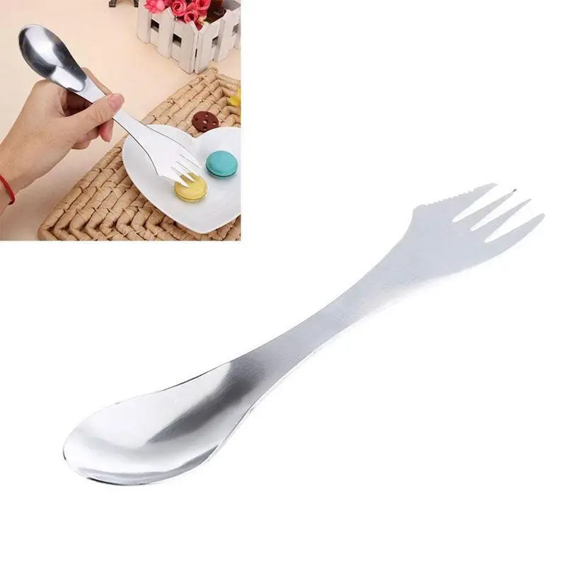 3 в 1 из нержавеющей стали Spork Ложка Вилка столовые приборы посуда комбо для