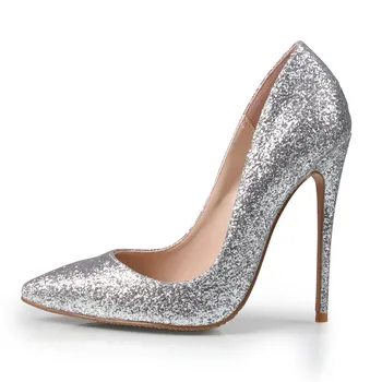 

Brand Women Pumps 11CM High Heels Silver Glitter Wedding Shoes Woman High Heels Sexy Lady Shoes Women High Heel Pumps B-1115