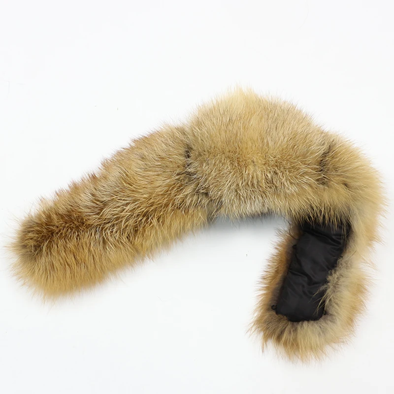 gold fox fur OFTBUY натуральный меховой воротник большой натуральный мех енота лисий мех - Цвет: gold fox fur