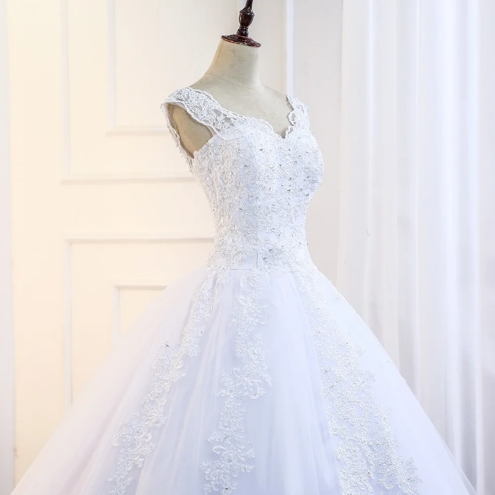 Vestidos De Noiva Большой бальное платье с рукавом-крылышком свадебные платья принцесса Кружевная аппликация свадебная одежда Robes De Mariage