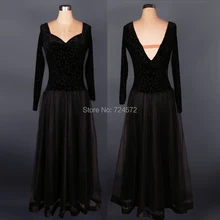 Танцевальный Костюм для Бала, старший модные бархатные платья для бальных танцев для женщин Бальные одежды для конкурса танцов платье черного цвета