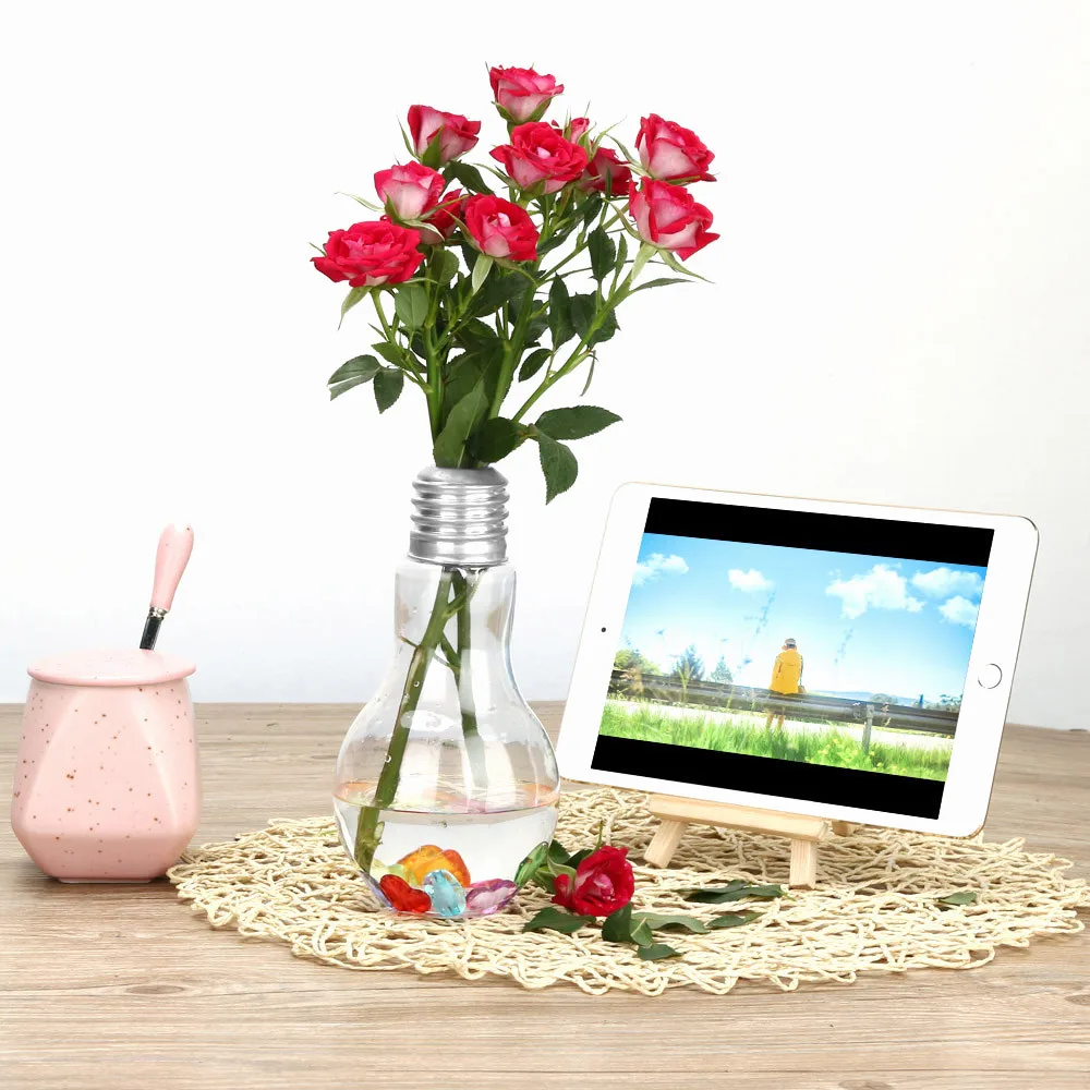 

HOT SALE Modern minimalist light bulb shape water plant transparent vase hanging living room office decoration