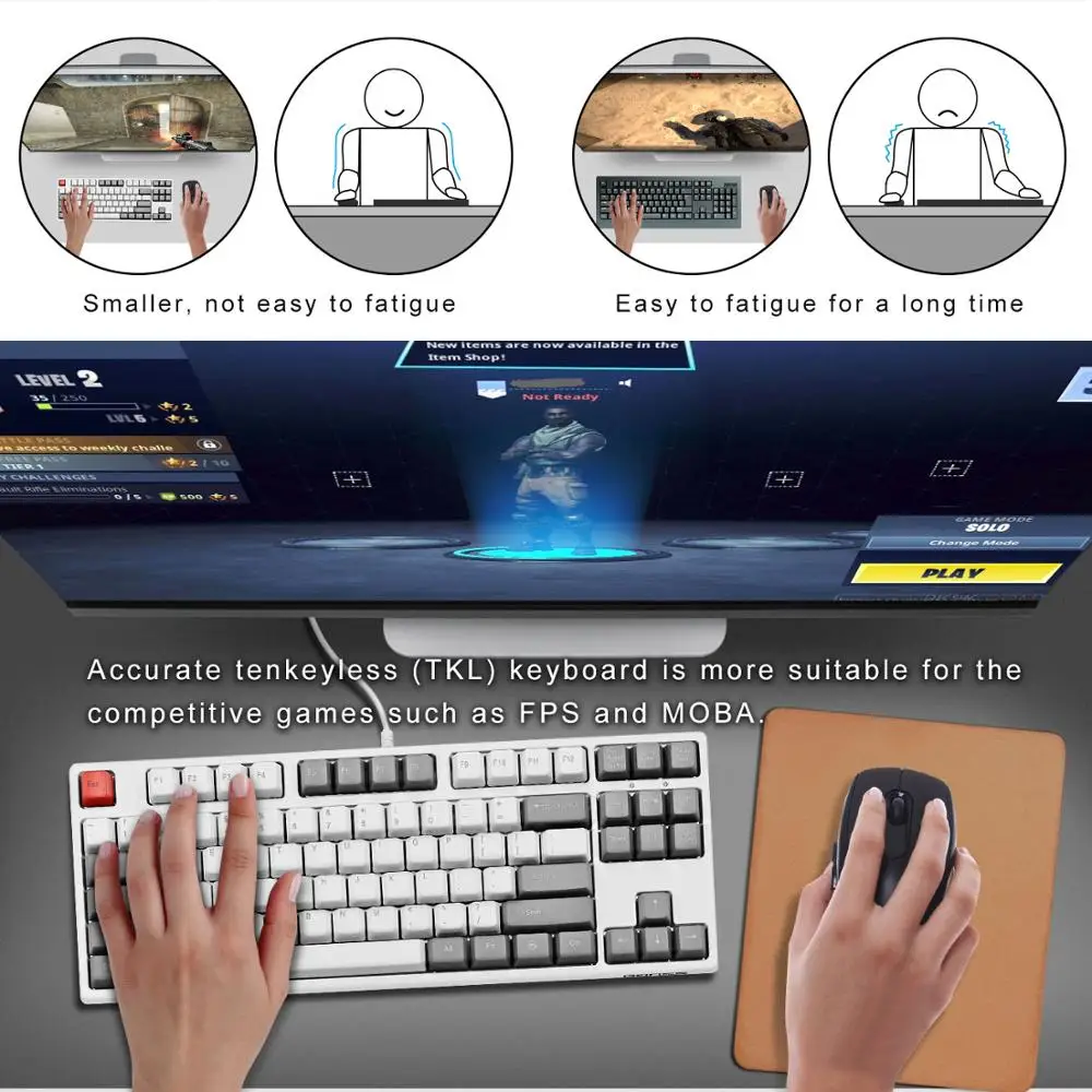 Механическая клавиатура TKL без подсветки Cherry MX Silent Red Compact Erogonomic дизайн 87 клавиш