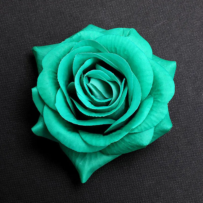 5 шт. 7 см искусственные цветы розы голова настоящий на прикосновение шелк розы красные/белые розы Свадебный букет цветов Свадебные Заколки Для Волос Аксессуары - Цвет: tblue