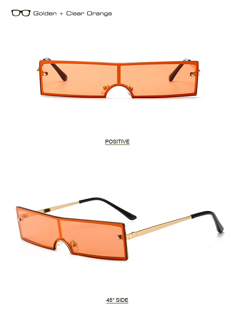 SHAUNA трендовые маленькие прямоугольные солнцезащитные очки без оправы Женские Ретро прозрачные розовые красные оранжевые солнцезащитные очки с интегрированными линзами UV400
