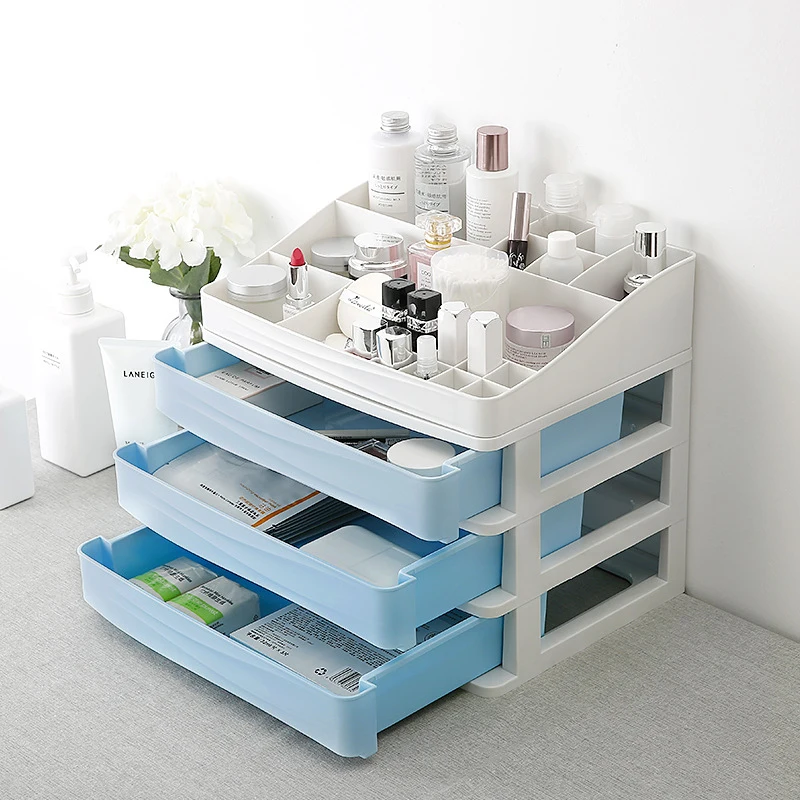 

High Quality Plastic Make-up Organizer Desktop Storage Box Cosmetic Storage Box Drawer Makeup Dressing Table Skin Care Rack